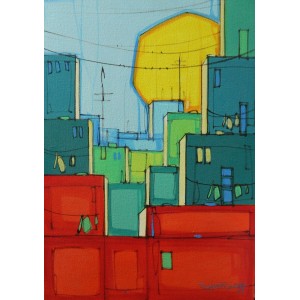 Salman Farooqi, 14 x 20 Inchc, Acrylic on Canvas, Cityscape Painting-AC-SF-087